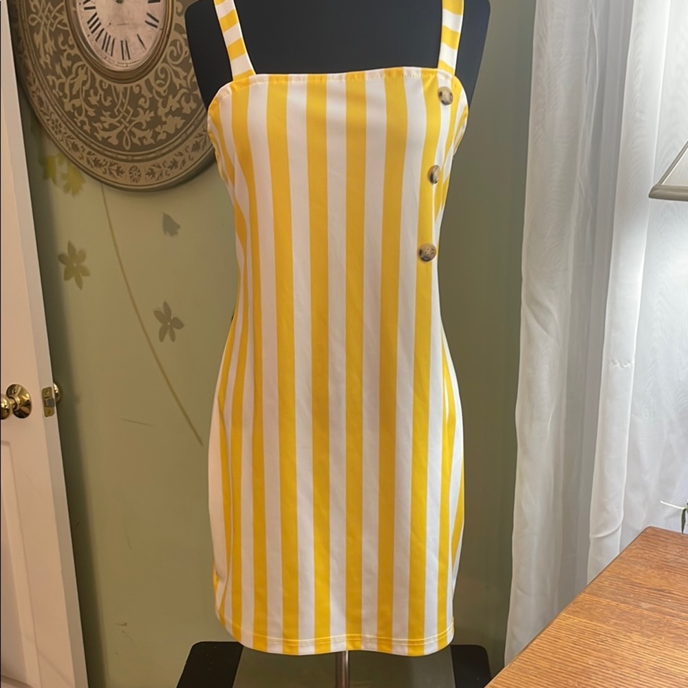 Yellow and White Striped Dress